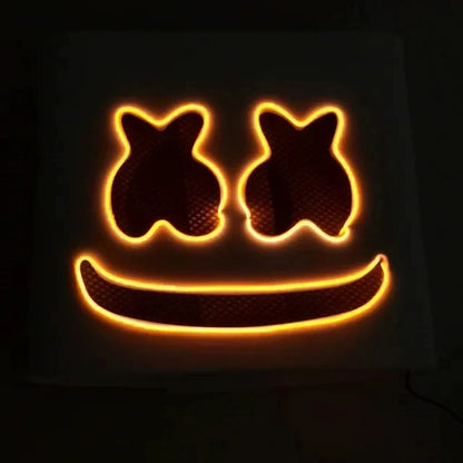 Halloween Light Up Mask Full Face LED Neon Marshmallow Mask