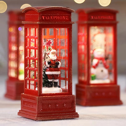 Christmas Phone Booth Decoration with Santa Claus, Snowman & Tree