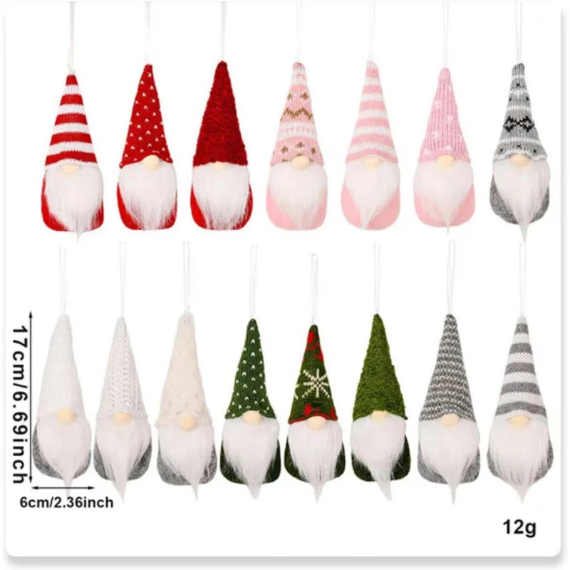 3pcs Christmas Hanging Decorations, Swedish Handmade Plush Santa Elves