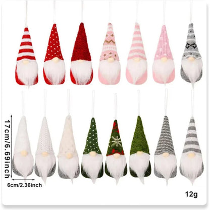 3pcs Christmas Hanging Decorations, Swedish Handmade Plush Santa Elves