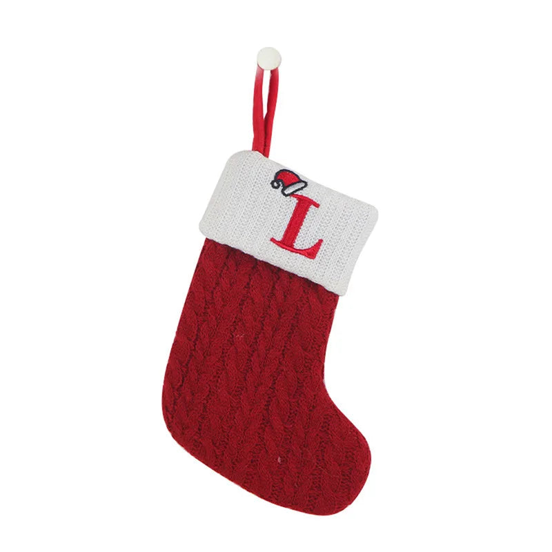 Christmas Socks Knitting Snowflake Letter Stocking Christmas Decoration