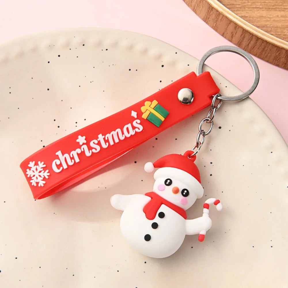 Christmas Tree Keychain Cartoon Silicone Snowman Keyring