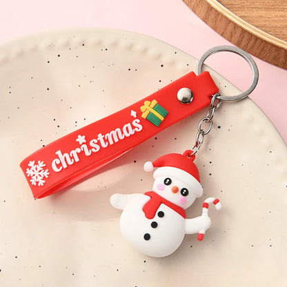 Christmas Tree Keychain Cartoon Silicone Snowman Keyring