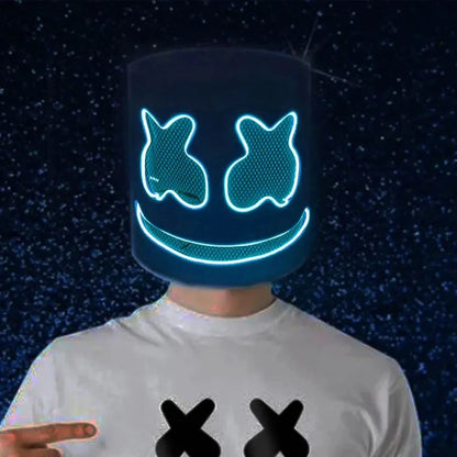 Halloween Light Up Mask Full Face LED Neon Marshmallow Mask