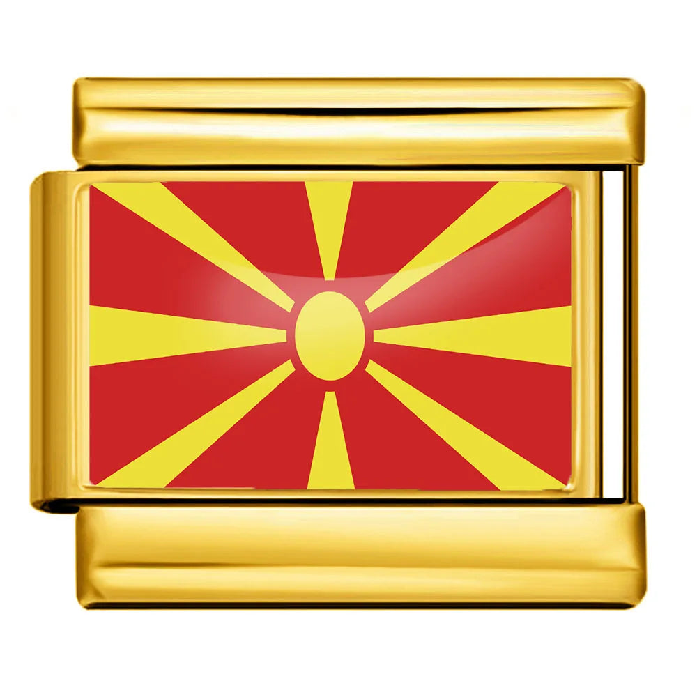 9mm Gold Color World National Flag DIY Jewelry