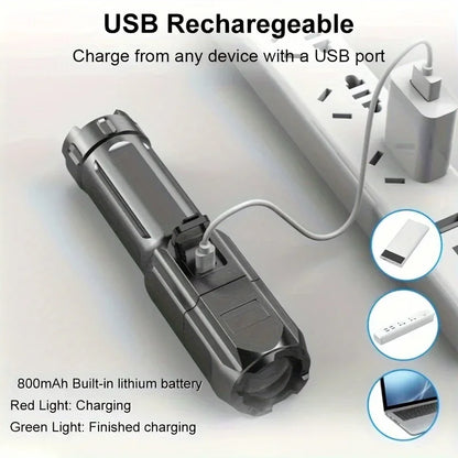 Rechargeable USB Waterproof Zoom Fishing Hunting Camping Torch
