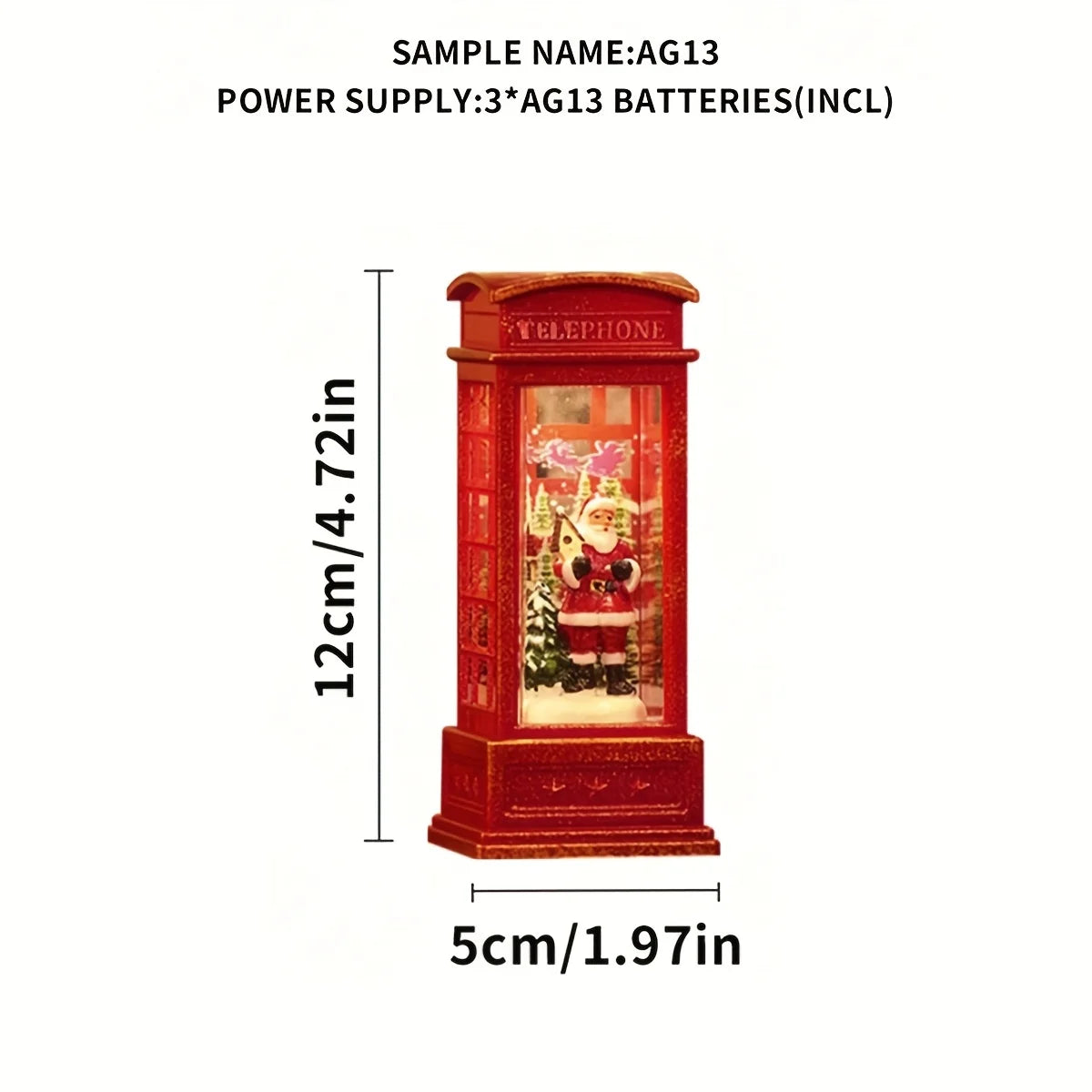 Christmas Phone Booth Decoration with Santa Claus, Snowman & Tree