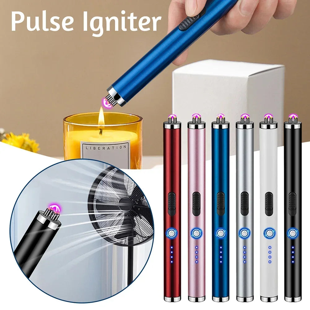 Metal Long Windproof Pulse Arc Flameless USB Plasma Electric Lighter