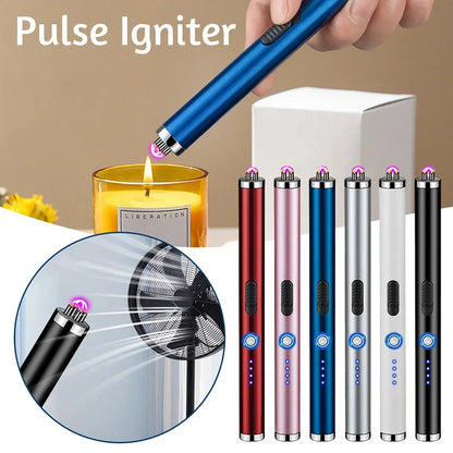Metal Long Windproof Pulse Arc Flameless USB Plasma Electric Lighter