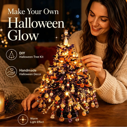 DIY Beaded Christmas Tree Kit – Crystal Bead Holiday Craft Set with LED Lights