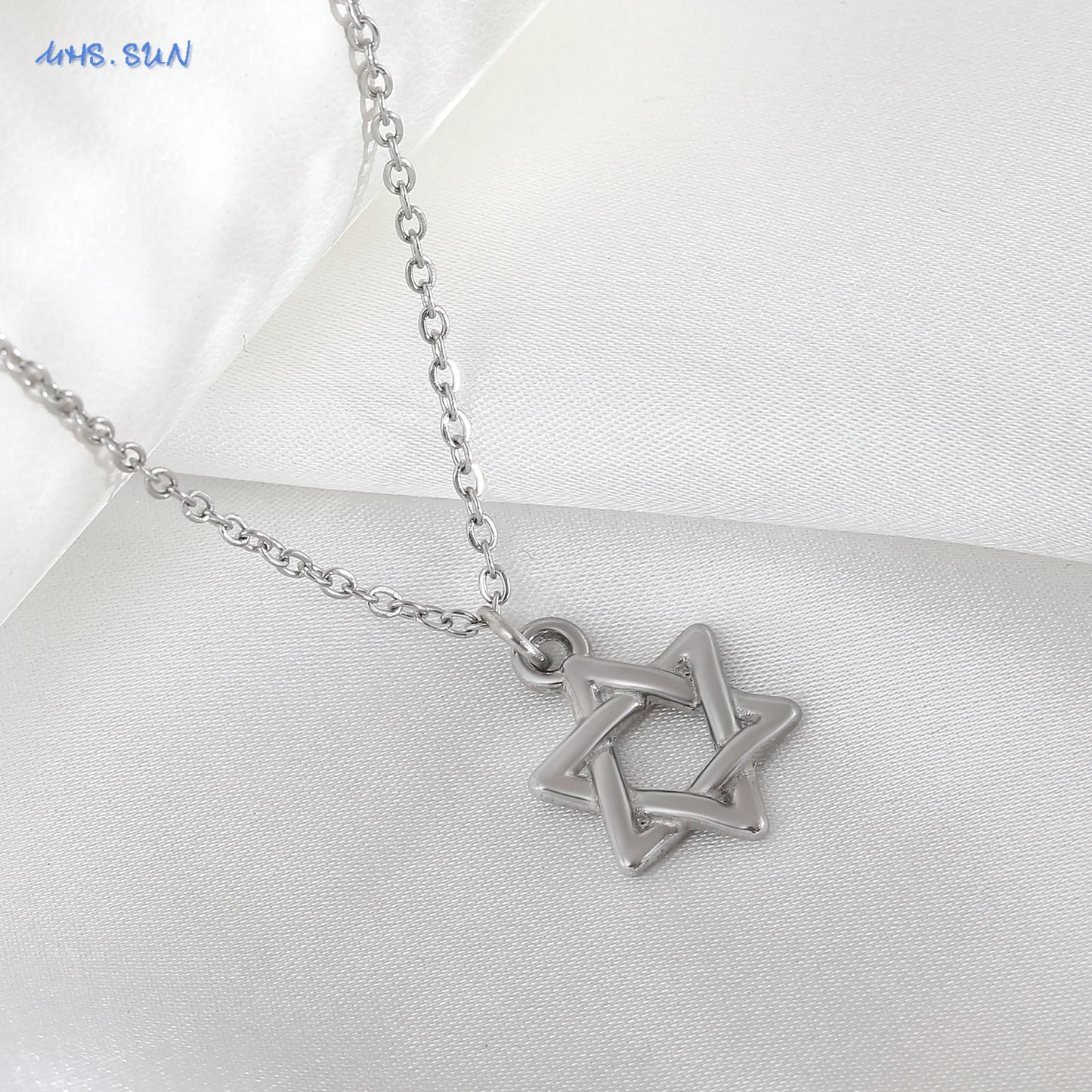 Hollow Hexagonal Pendant Chain Judaica Jewish Jewelry for Men & Women