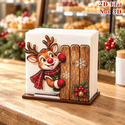 Santa Claus Wooden Napkin Holder Christmas Table Decor Desktop Tissue Storage Rack