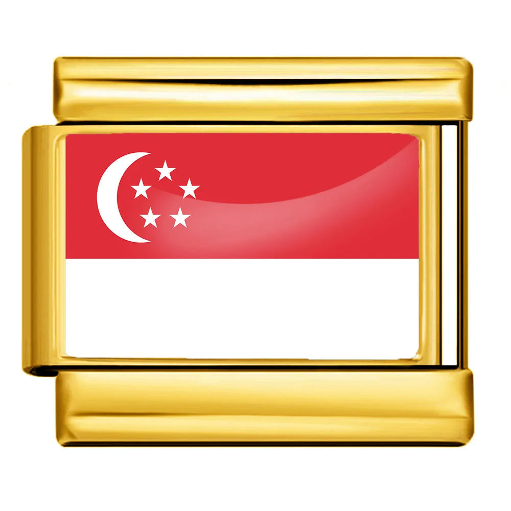 9mm Gold Color World National Flag DIY Jewelry