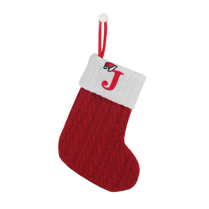 Christmas Socks Knitting Snowflake Letter Stocking Christmas Decoration