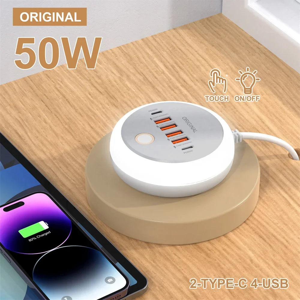 50W Power Strip Multi Port USB C Socket Type C Fast Charging Wall Charger