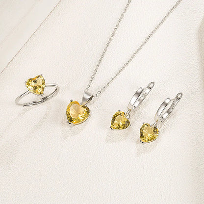 925 Sterling Silver Heart Zircon Jewelry Set for Women Elegant Gift