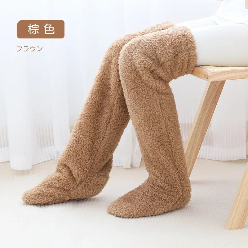 Long Paws Fuzzy Leggings Over Knee Slippers Hairy Stockings