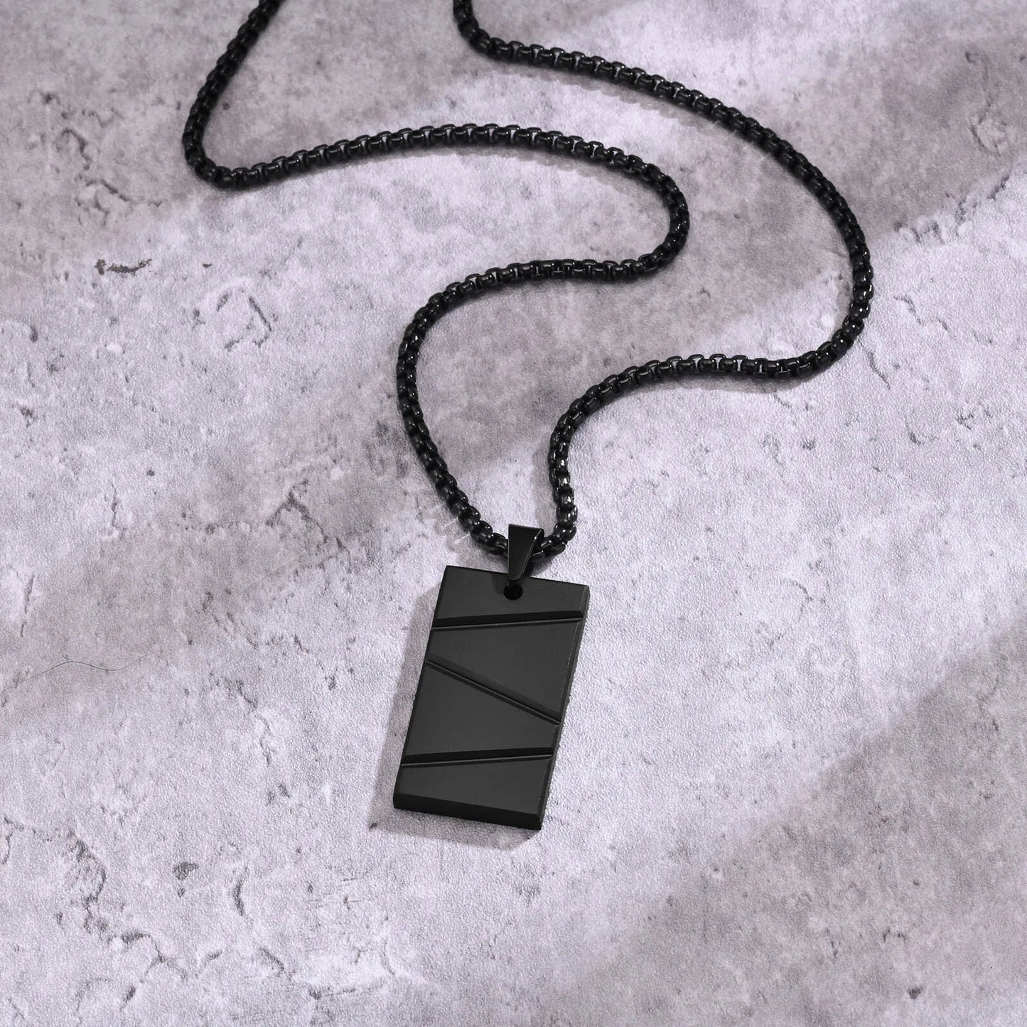 Black Silver Stainless Steel Military Dogtags with Box Chain Gift