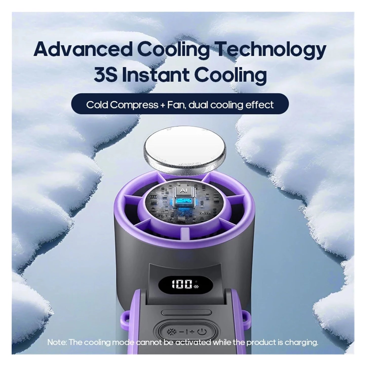 Rechargeable 100 Wind Speeds Adjustable Mini Foldable Air Cooling Turbo Fan
