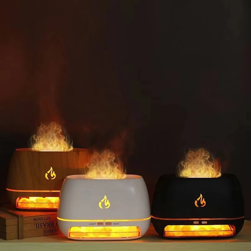 3D Flame Fire Aroma Air Humidifier with Himalayan Crystal Salt