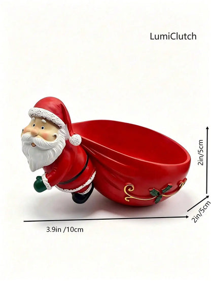 Santa Claus Candy Bowl Figurine, Christmas Table Centerpiece Catchall Dish