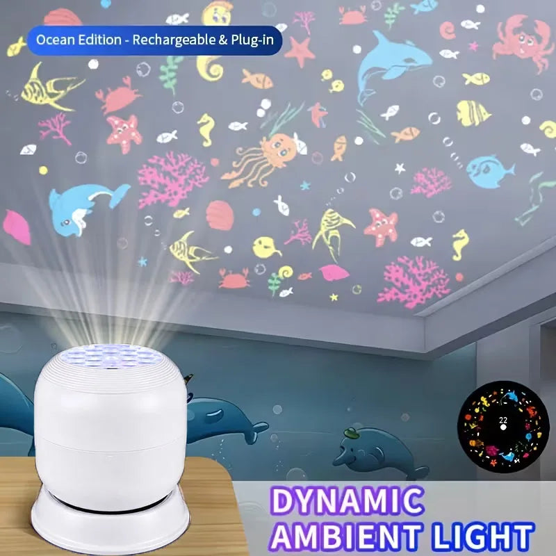 Christmas Projector Light,360° Rotating Dynamic Night Light USB Powered Christmas Pattern ,Night Lighting