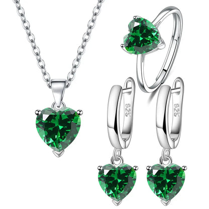 925 Sterling Silver Heart Zircon Jewelry Set for Women Elegant Gift