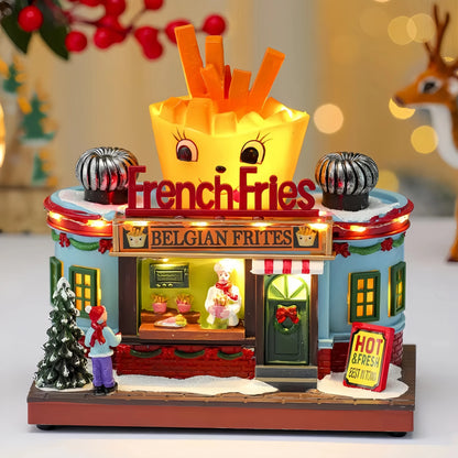 Christmas Rotate Lighted Music Box Resin Santa Ornament