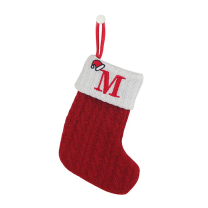 Christmas Socks Knitting Snowflake Letter Stocking Christmas Decoration