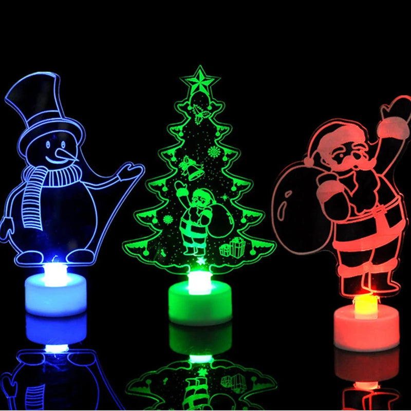 LED Mini Night Lights Colorful Flashing Lights Snowman Lamp Christmas Ornament