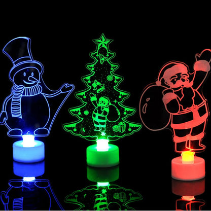 LED Mini Night Lights Colorful Flashing Lights Snowman Lamp Christmas Ornament
