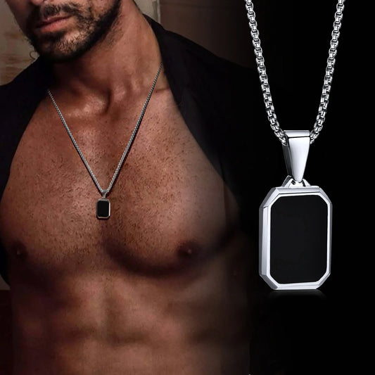 Black Silver Stainless Steel Military Dogtags with Box Chain Gift