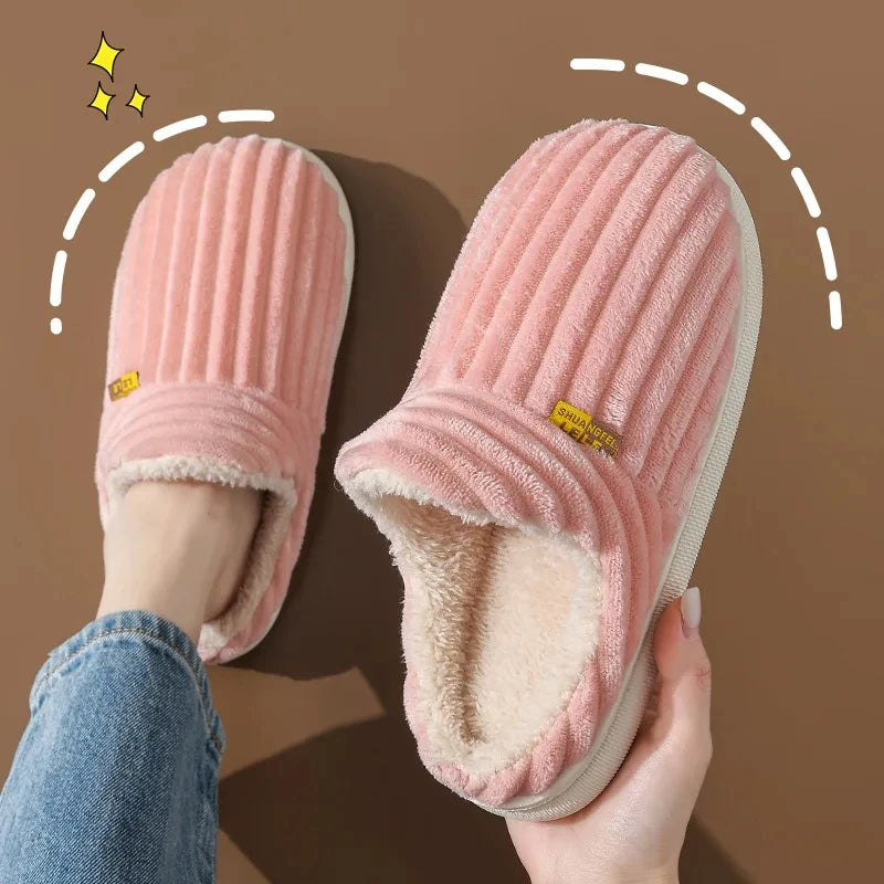 Evshine Winter Soft Sole Fur Slippers for Women & Men