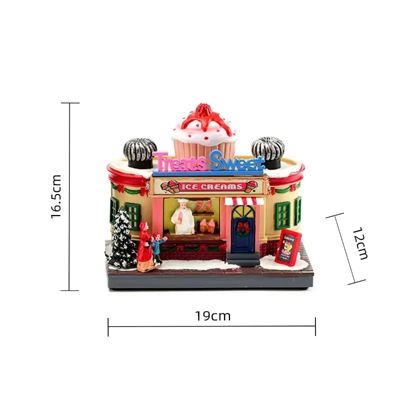 Christmas Rotate Lighted Music Box Resin Santa Ornament