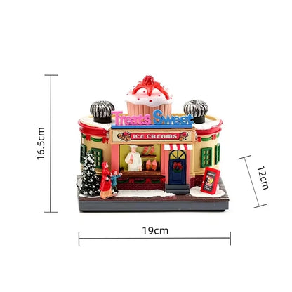 Christmas Rotate Lighted Music Box Resin Santa Ornament