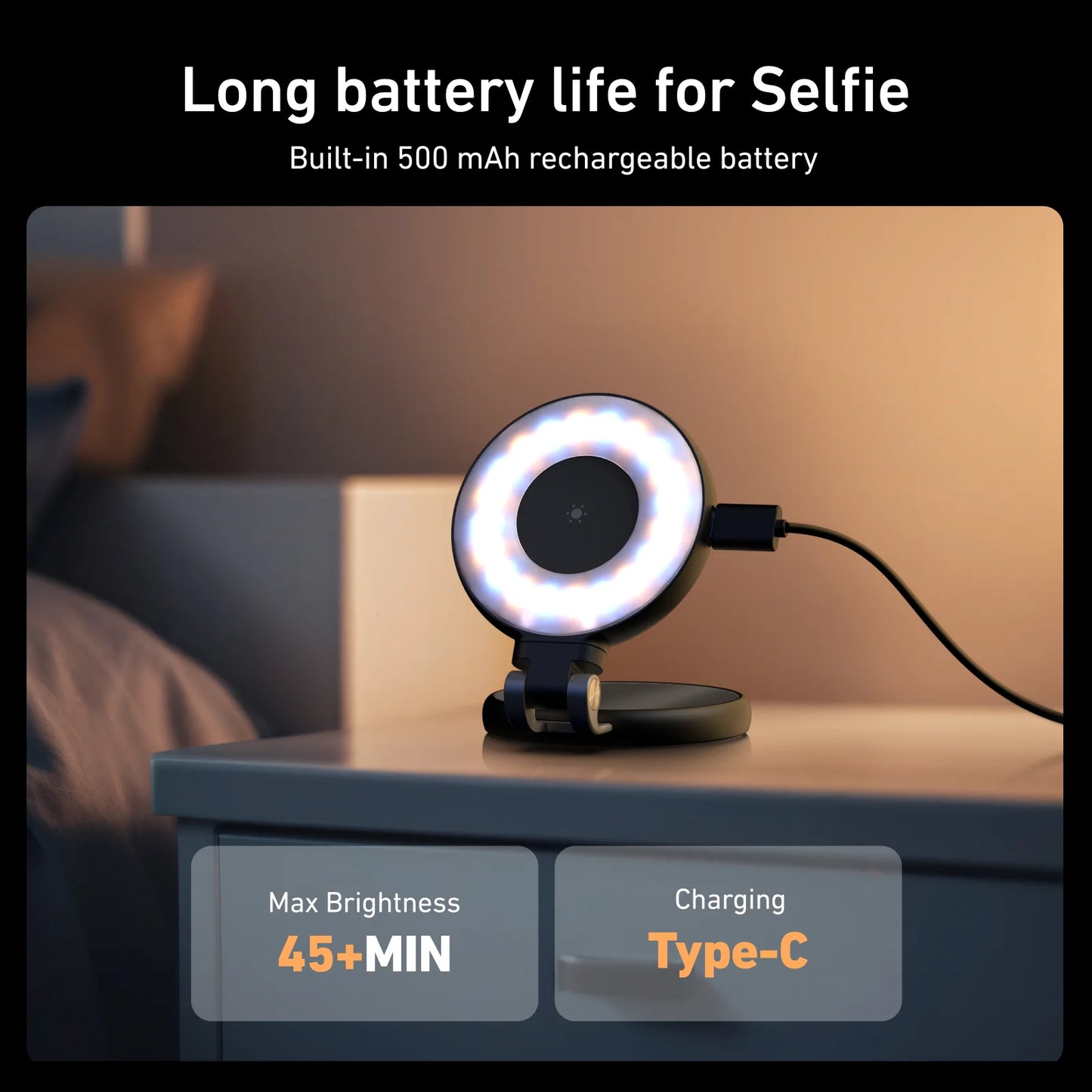 Smartphone Magnetic Fill Light Mini Selfie Light 3 Modes Adjustable Brightness