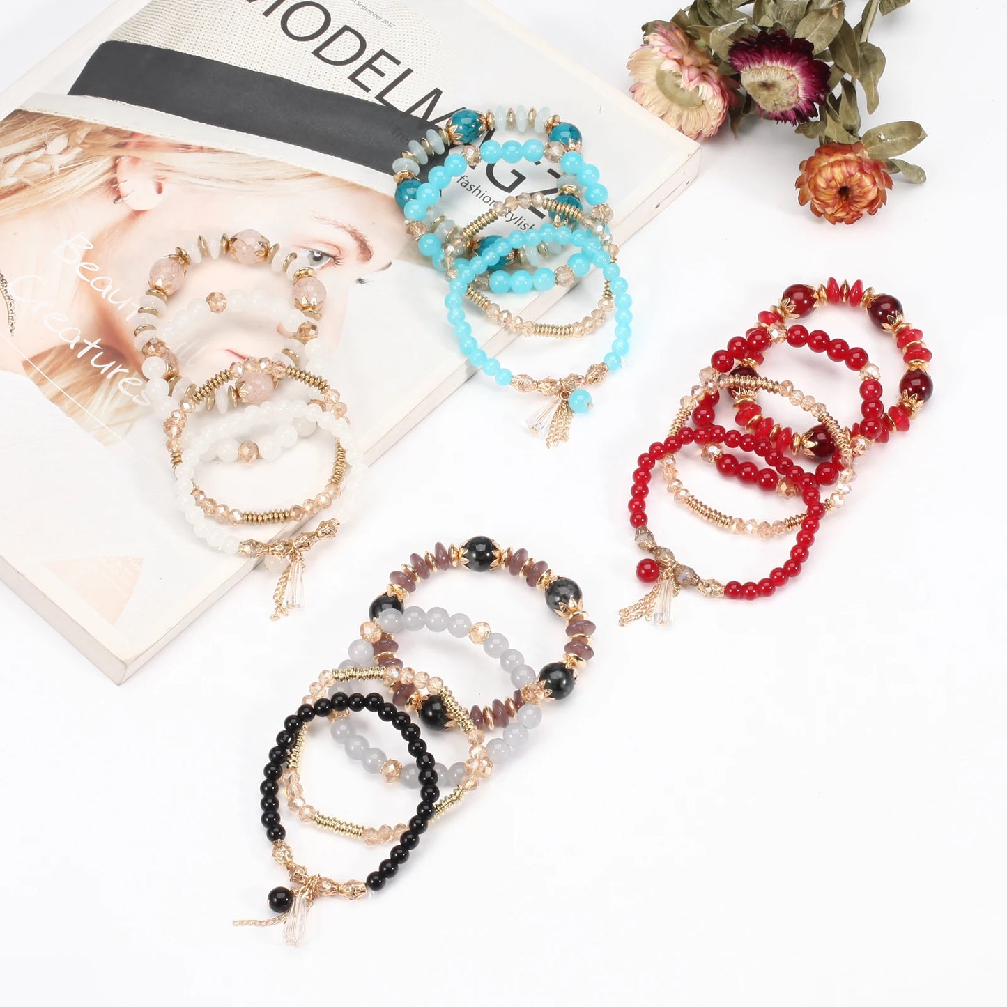 Bohemian Stackable Bead Bracelets for Women