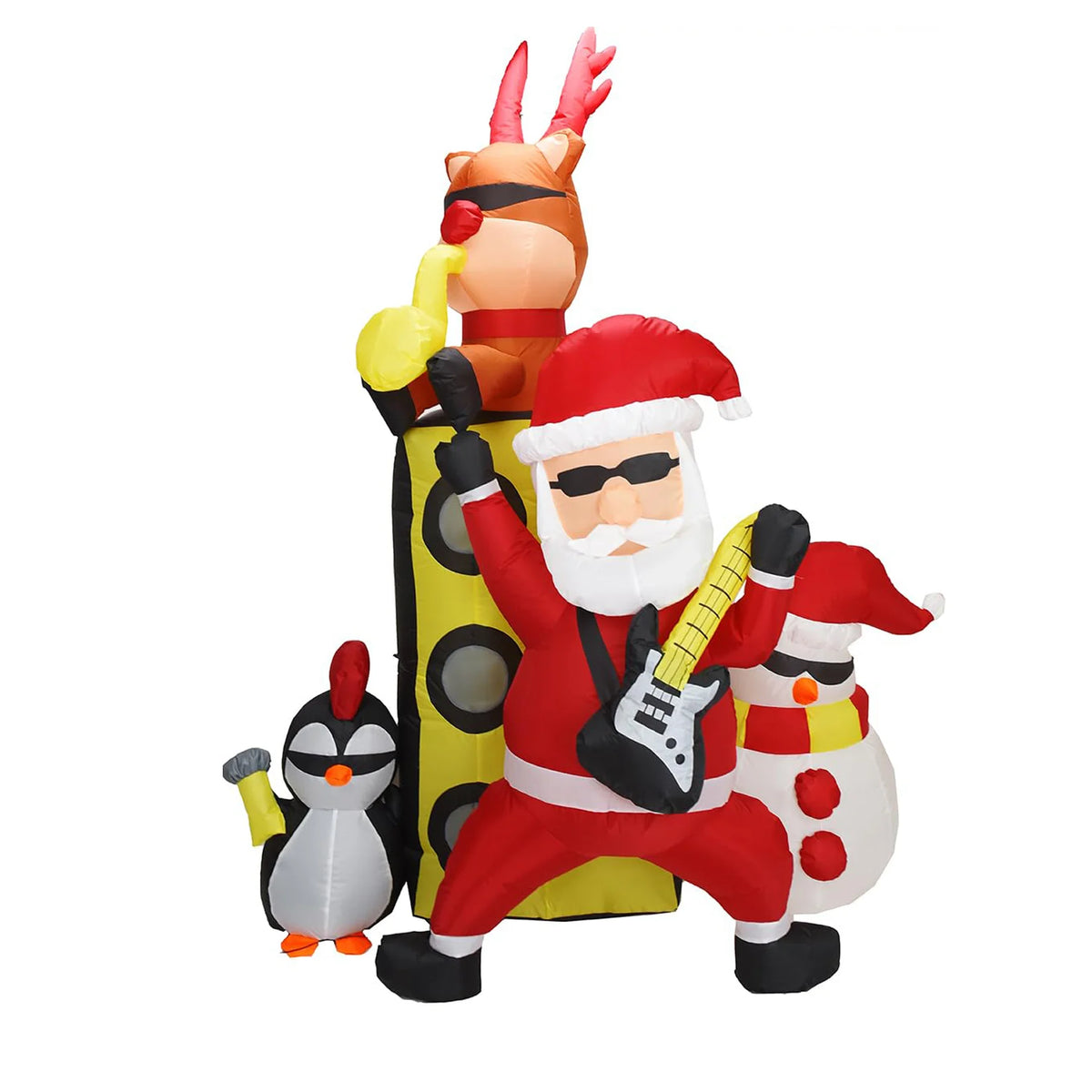7 FT Christmas Inflatable Santa Band With Reindeer Penguin & Snowman