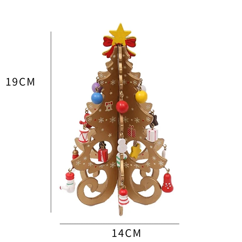 Creative DIY Wooden Christmas Tree Window Shop Mall Desktop Display Props Ornaments