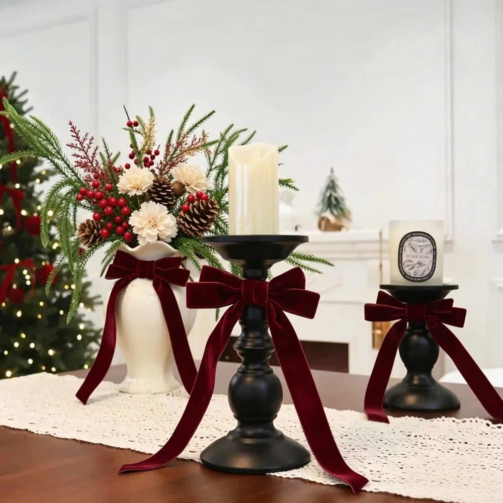 Burgundy Velvet Bow Ornaments 23CM Christmas Tree Decorations Pendant Xmas Bow