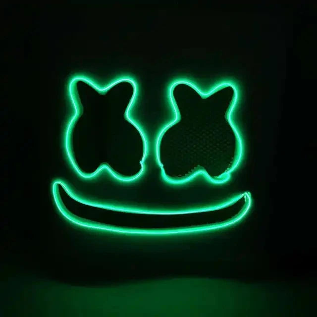 Halloween Light Up Mask Full Face LED Neon Marshmallow Mask