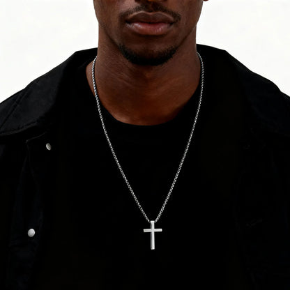 Silver Plain Cross Pendant Collar Hiphop Punk Jewelry Gift