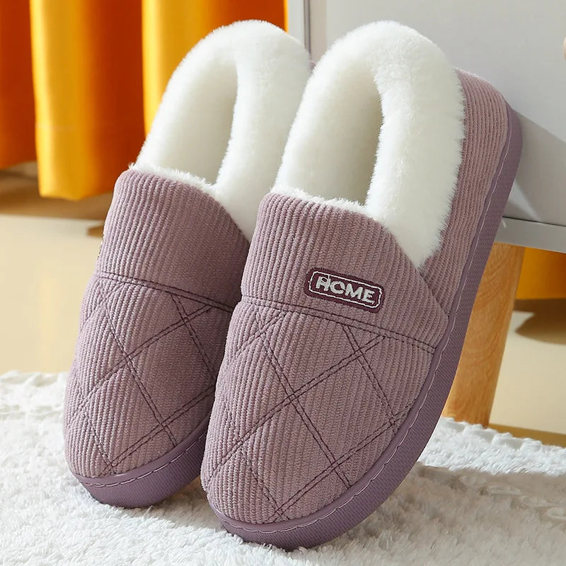 Evshine Winter Soft Sole Fur Slippers for Women & Men