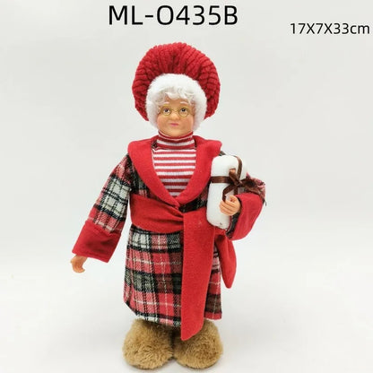 Standing Christmas Doll Figurine, Xmas Window Display Ornament, Holiday Home Decoration & Gift Supplies