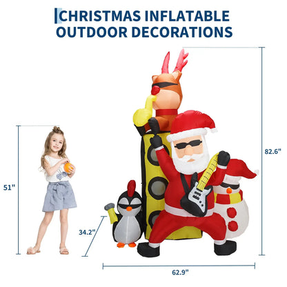 7 FT Christmas Inflatable Santa Band With Reindeer Penguin & Snowman