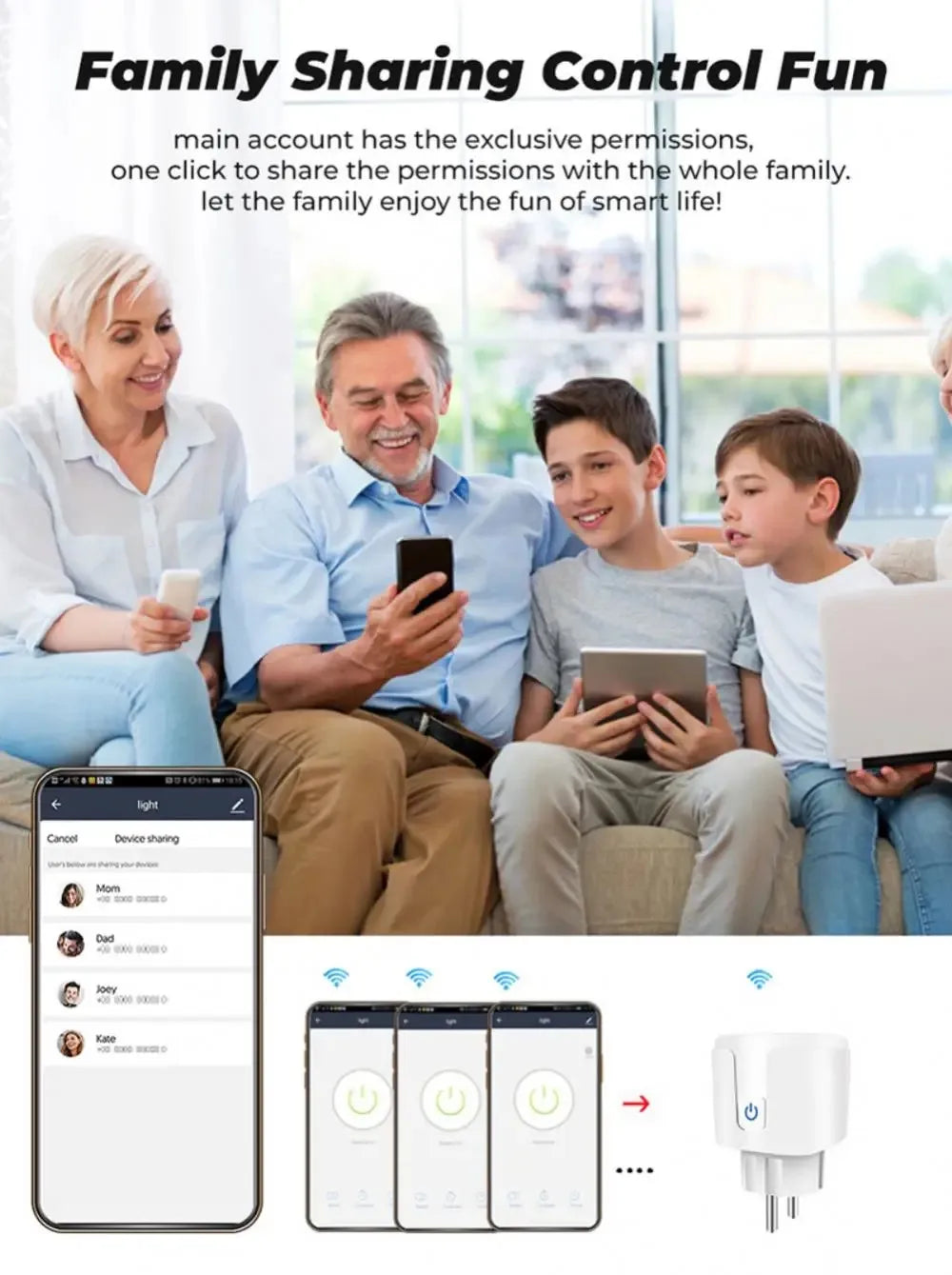 Smart Socket With Power Monitoring Timing Function Voice Control