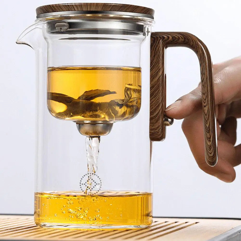 One-Click Magnetic Switch Tea Separation Filtration Glass Tea Pot
