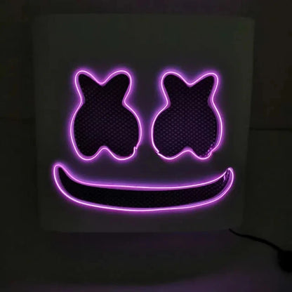 Halloween Light Up Mask Full Face LED Neon Marshmallow Mask
