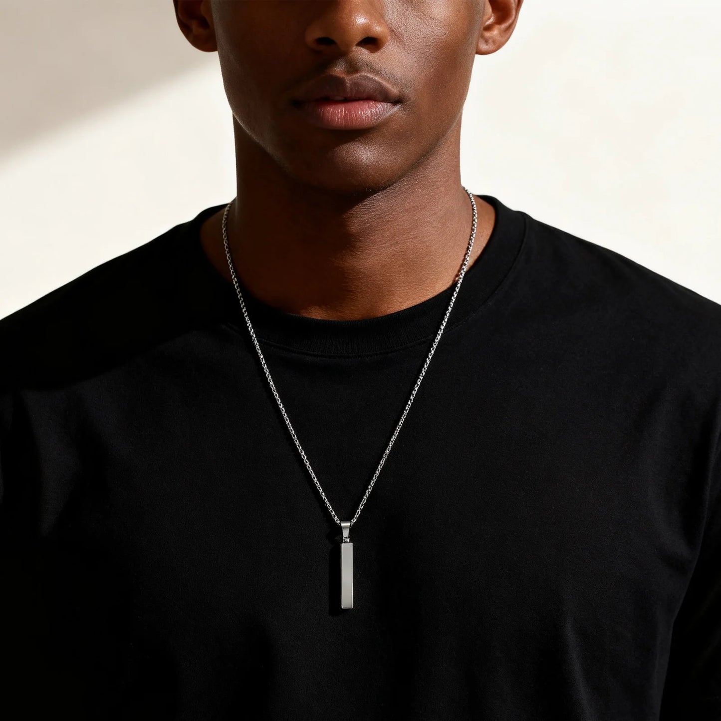 Stainless Steel Rectangle Vertical Bar Pendant Simple Casual Gift