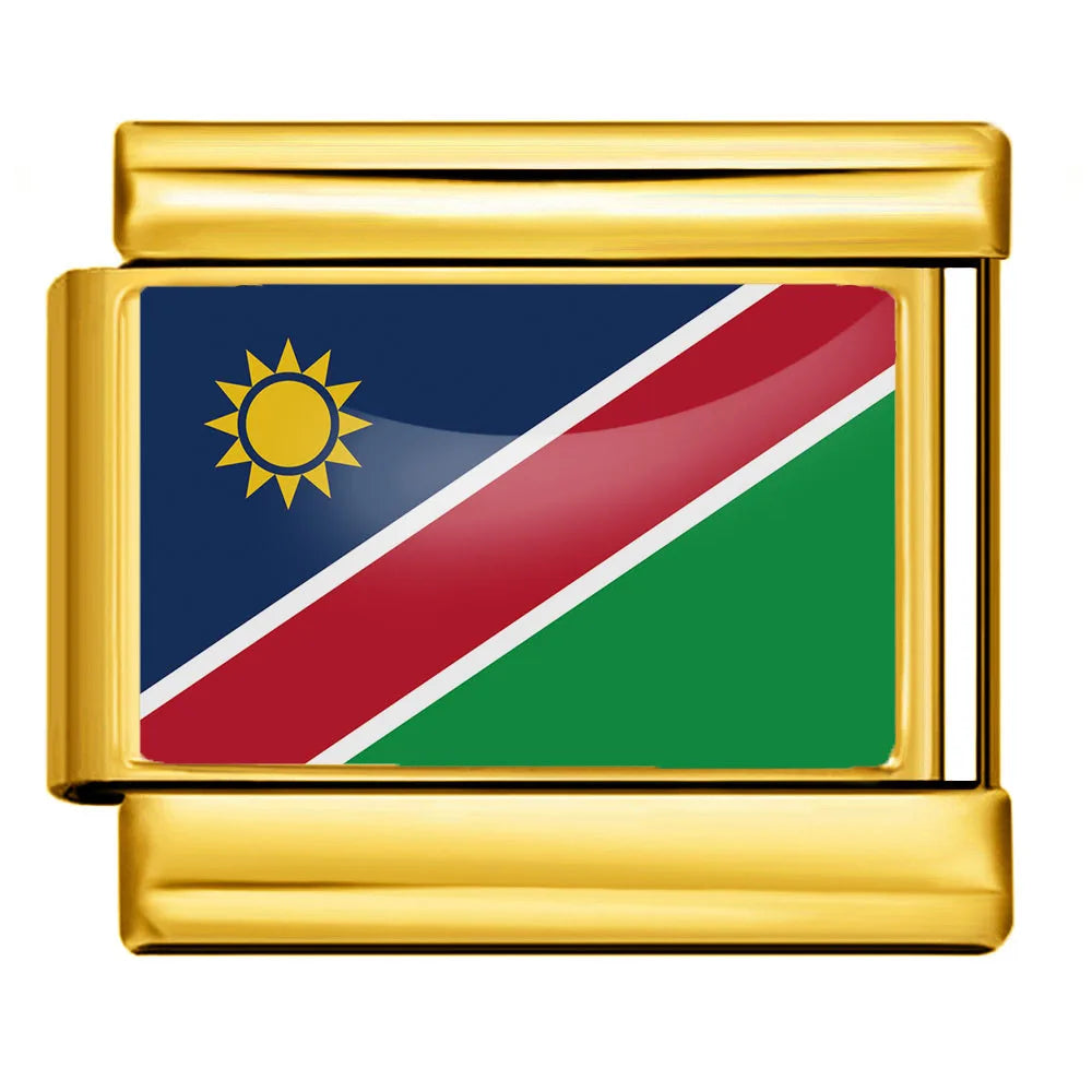 9mm Gold Color World National Flag DIY Jewelry